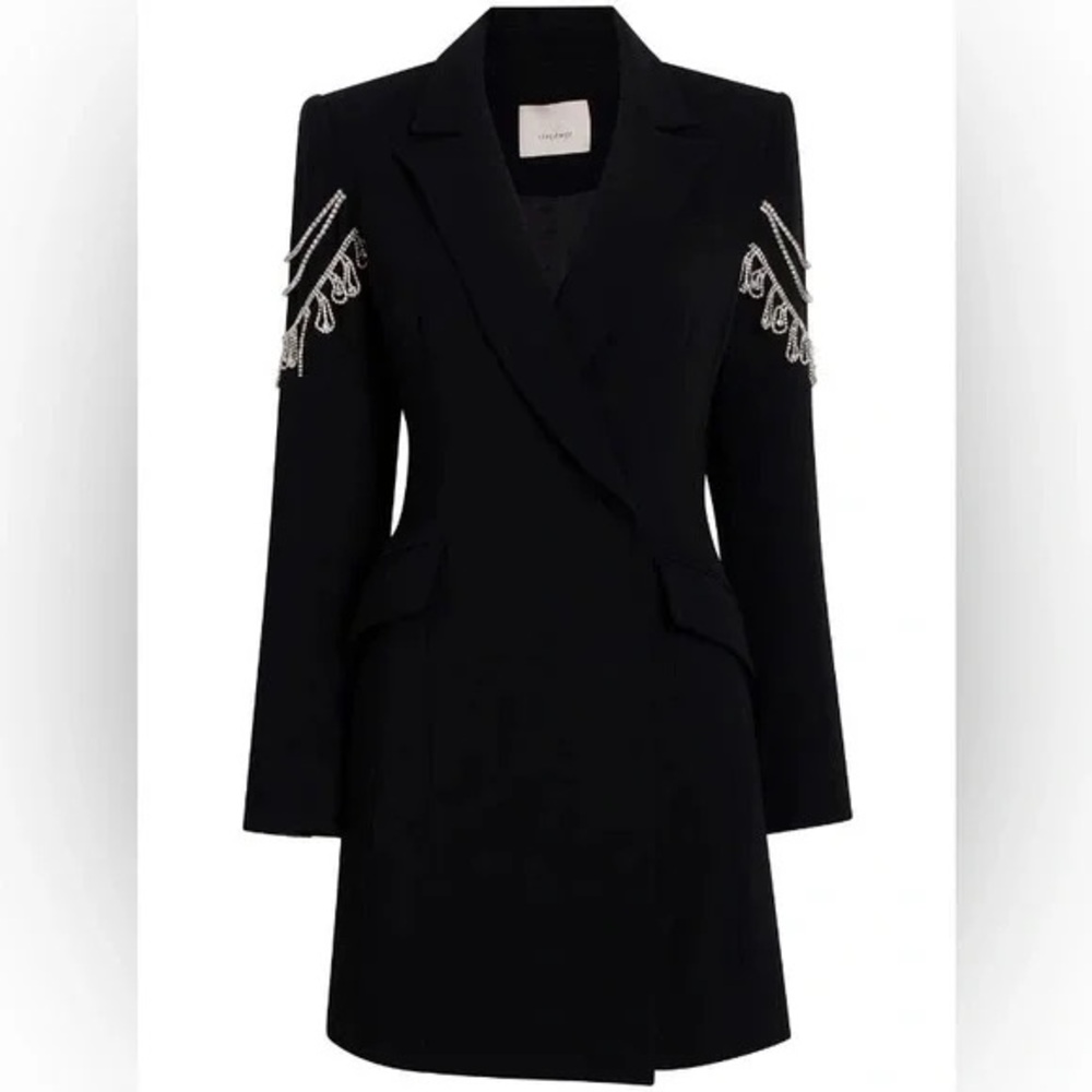 NWT Sold Out CINQ À SEPT Kaylen Crystal Embellished Blazer Minidress 00